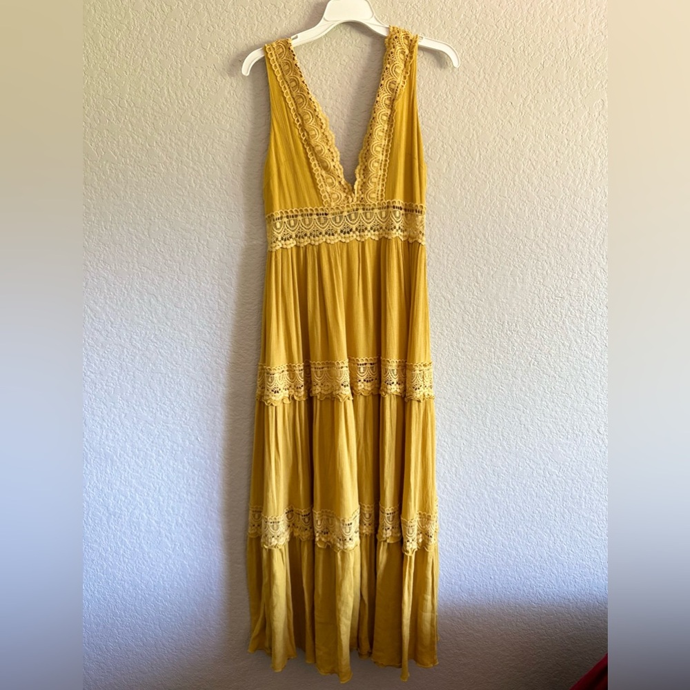 Forever 21 medium mustard yellow Spanish maxi dress.
